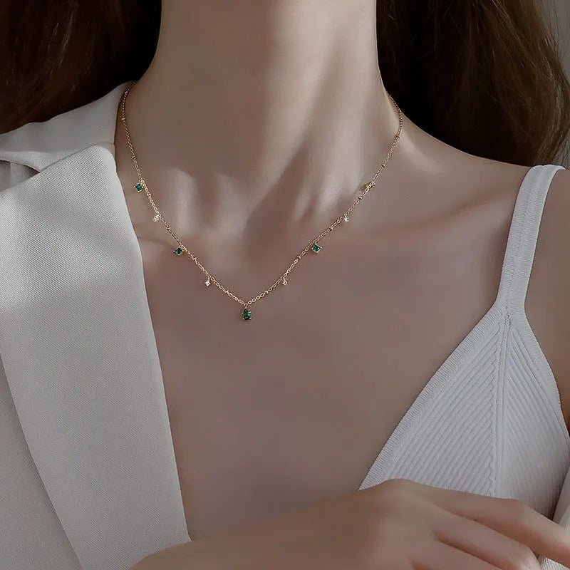 Emerald Necklace (Solid Silver) - Hypoallergenic - Abbott Atelier