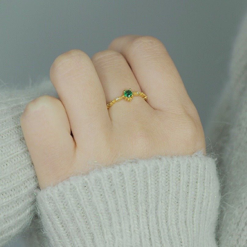 Emerald Ring (Solid Silver) - Diana - Hypoallergenic - Abbott Atelier