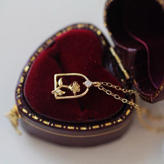 Enchanted Rose Necklace (Solid Silver) - Hypoallergenic - Abbott Atelier