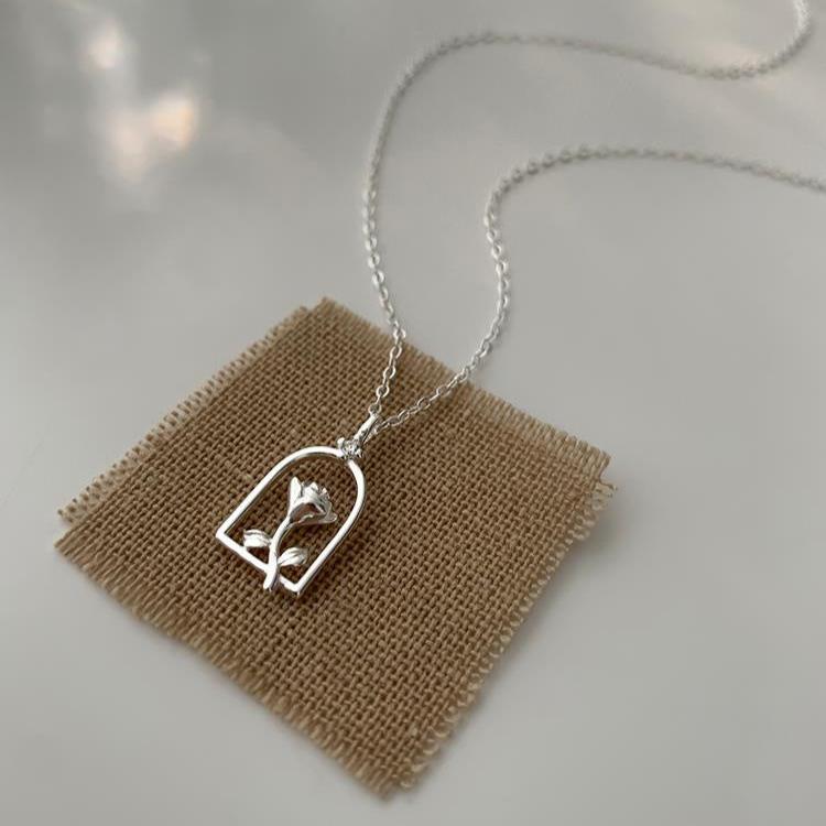 Enchanted Rose Necklace (Solid Silver) - Hypoallergenic - Abbott Atelier