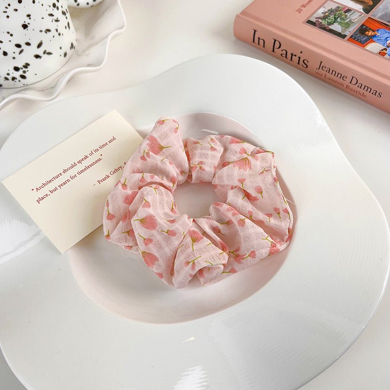 Floral Scrunchie (Pink/Purple) - For Hair - Abbott Atelier