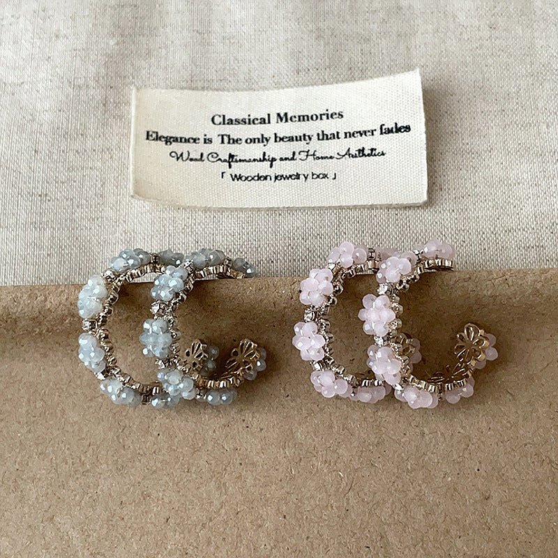 Floret Hoop Earrings in Pink - Hypoallergenic - Abbott Atelier