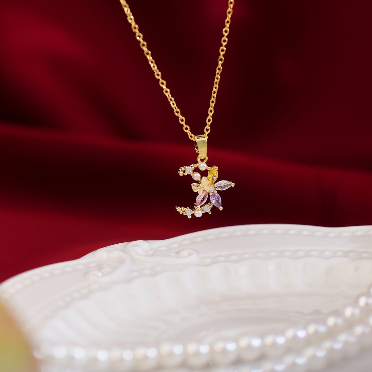 Flower Moon Necklace - Gold - Plated - Abbott Atelier