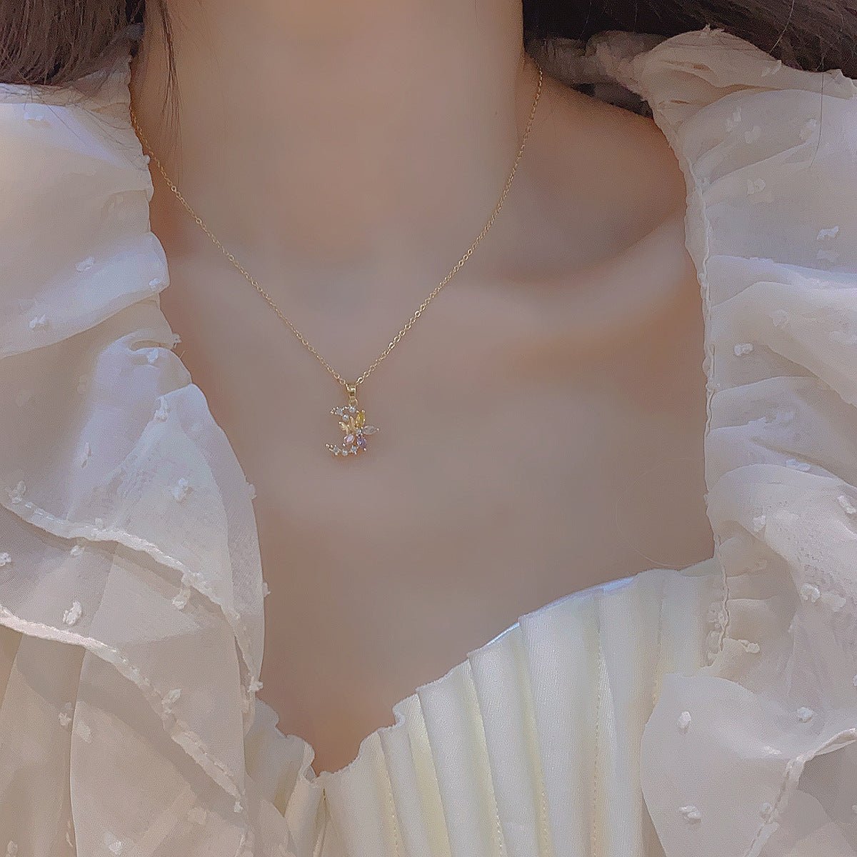 Flower Moon Necklace - Gold - Plated - Abbott Atelier