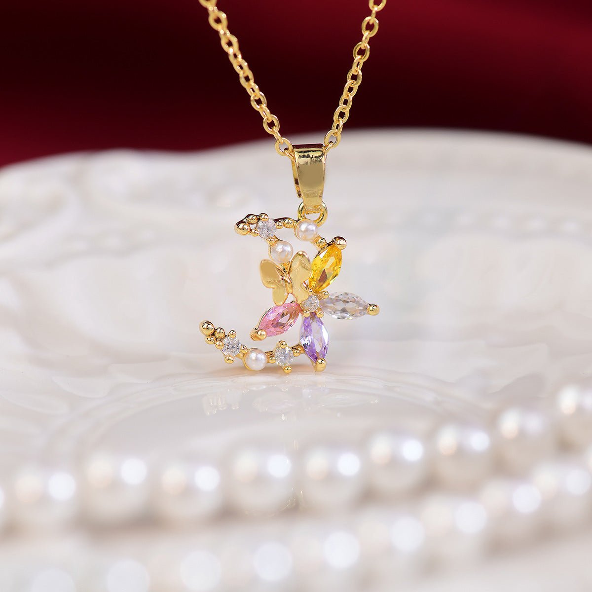 Flower Moon Necklace - Gold - Plated - Abbott Atelier