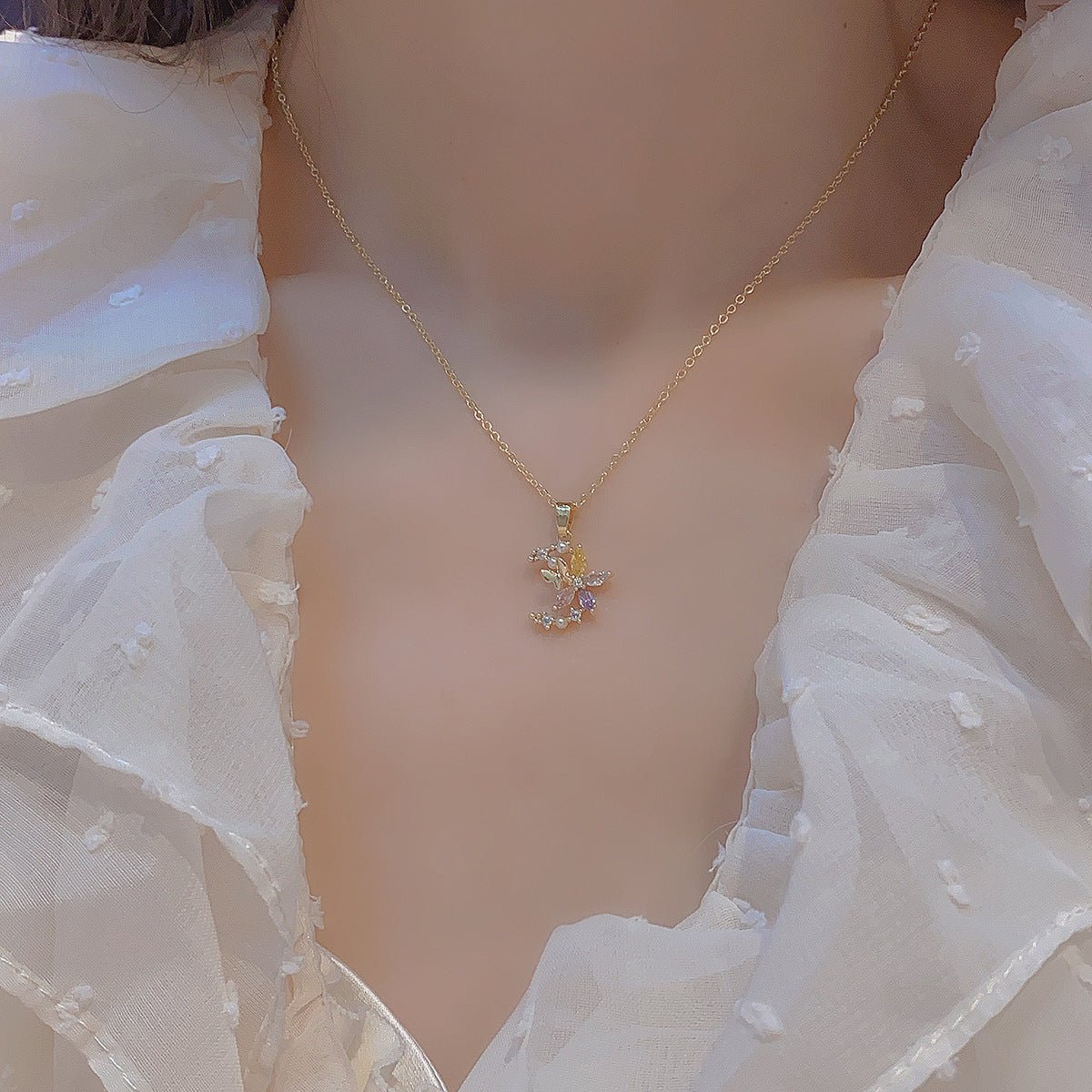 Flower Moon Necklace - Gold - Plated - Abbott Atelier