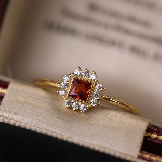 Garnet Emberstone Ring - Gold Plated Brass - Abbott Atelier