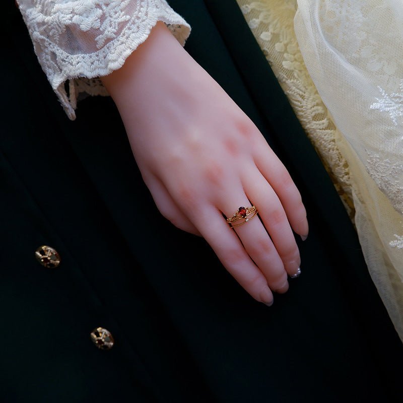 Garnet Tiara Ring Set - Gold - Plated - Abbott Atelier