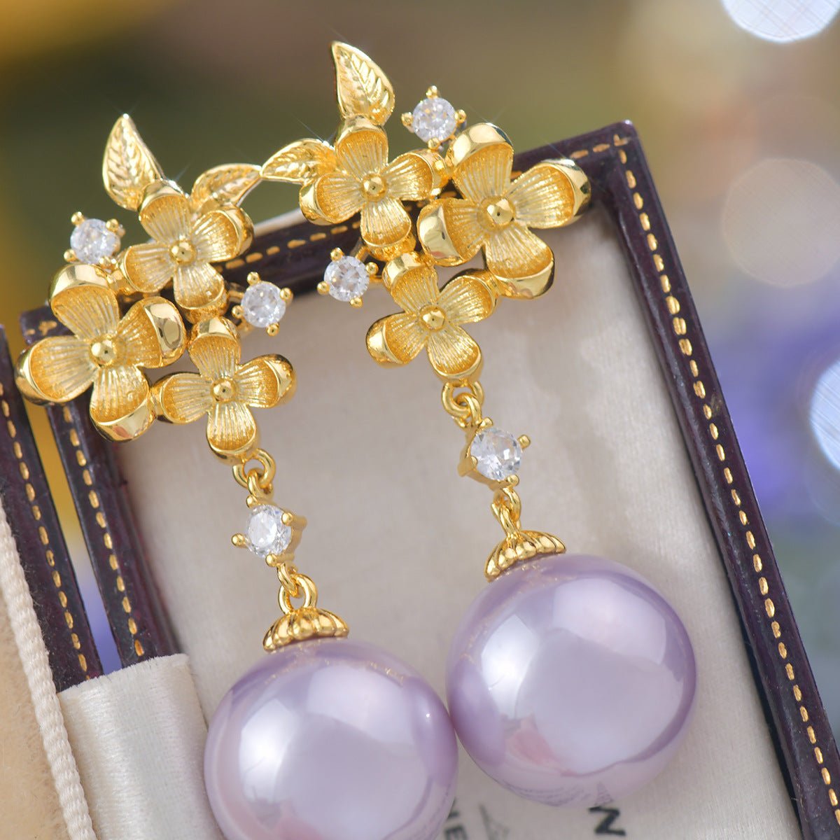 Gilded Flower Pearl Earrings - Hypoallergenic - Abbott Atelier