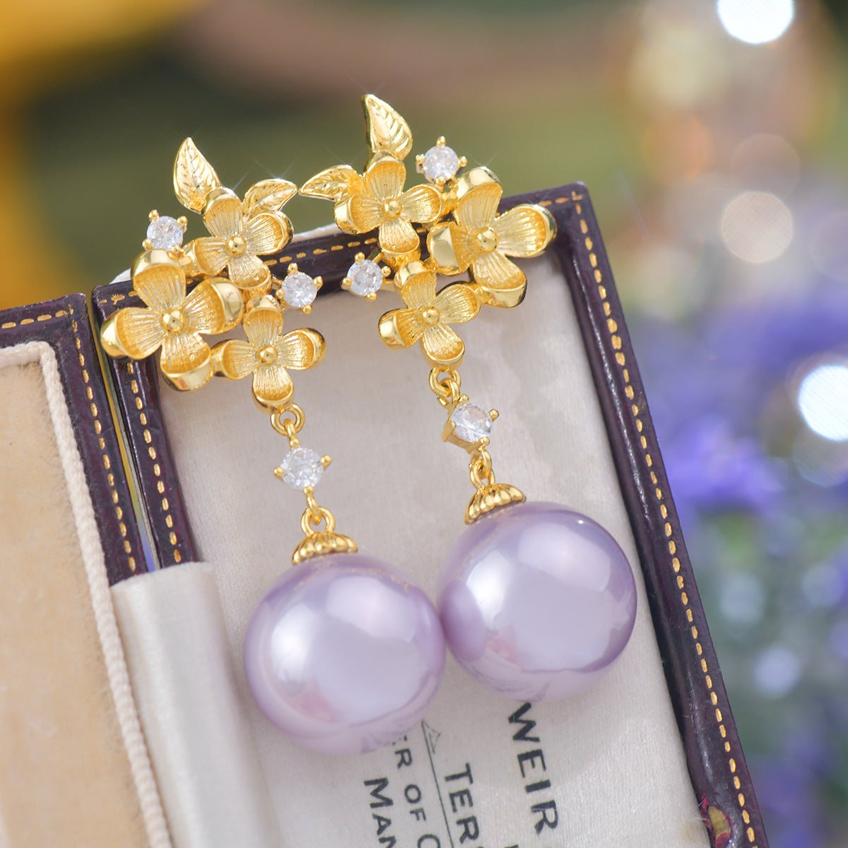 Gilded Flower Pearl Earrings - Hypoallergenic - Abbott Atelier