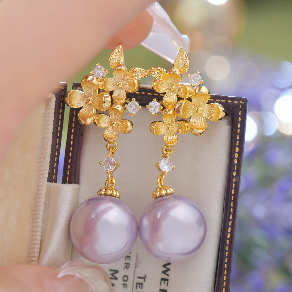 Gilded Flower Pearl Earrings - Hypoallergenic - Abbott Atelier
