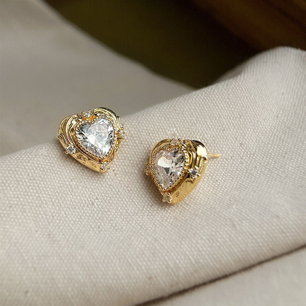 Gilded Heart Earrings - Hypoallergenic - Abbott Atelier