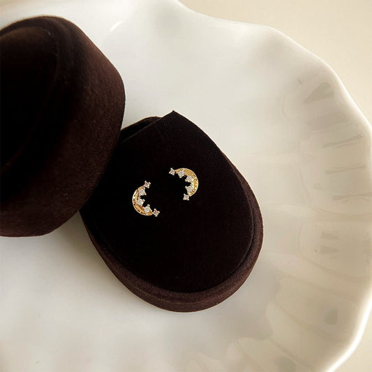 Gilded Moon Stud Earrings - Hypoallergenic - Abbott Atelier