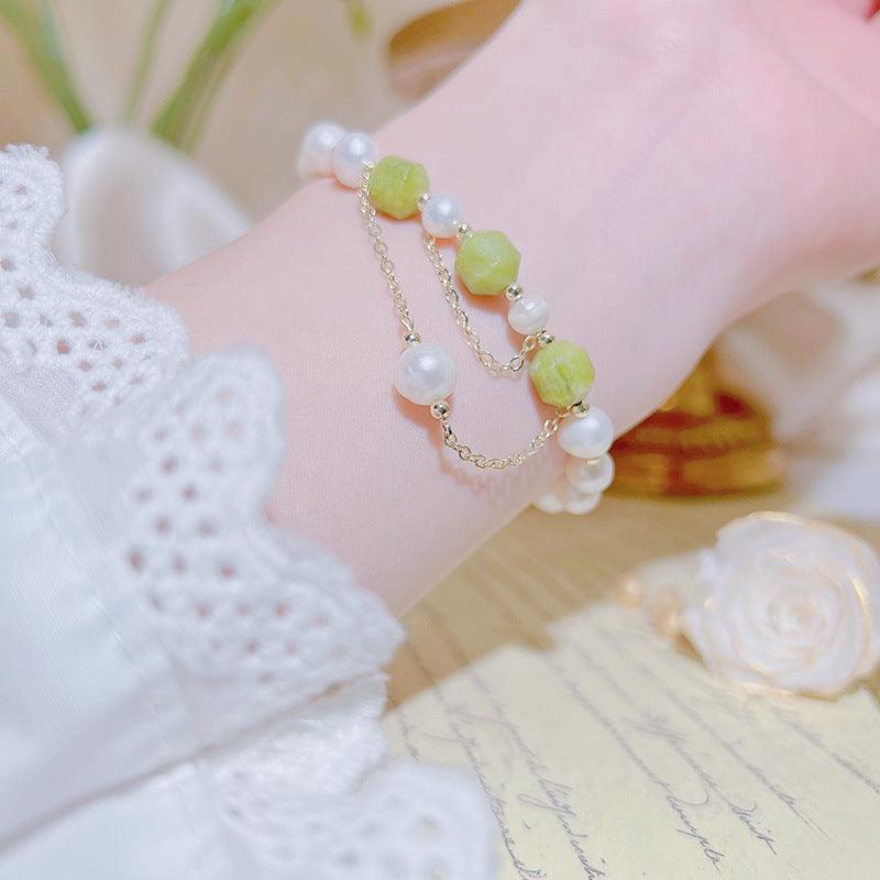Grape Jade and Pearl Bracelet - Grape Jade - Abbott Atelier