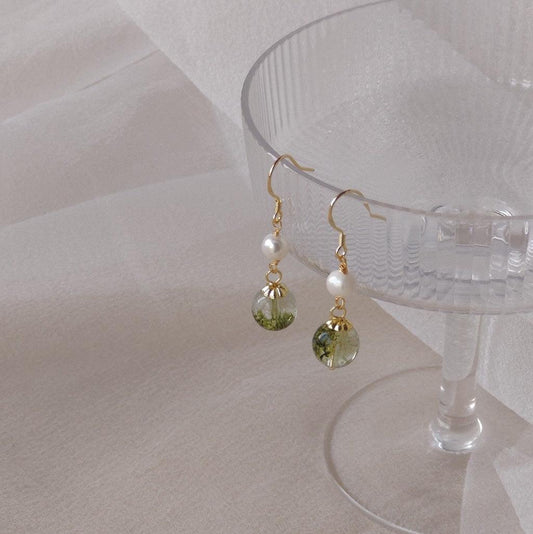 Green Phantom Quartz Earrings - Hypoallergenic - Abbott Atelier