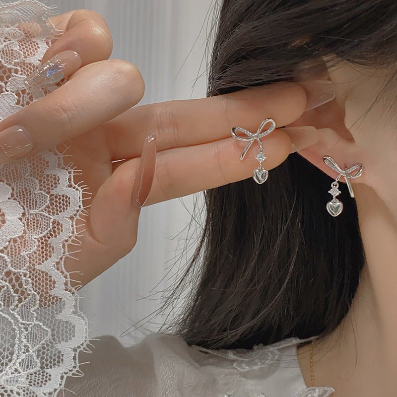 Heart Bow Earrings - Gold - Plated - Abbott Atelier