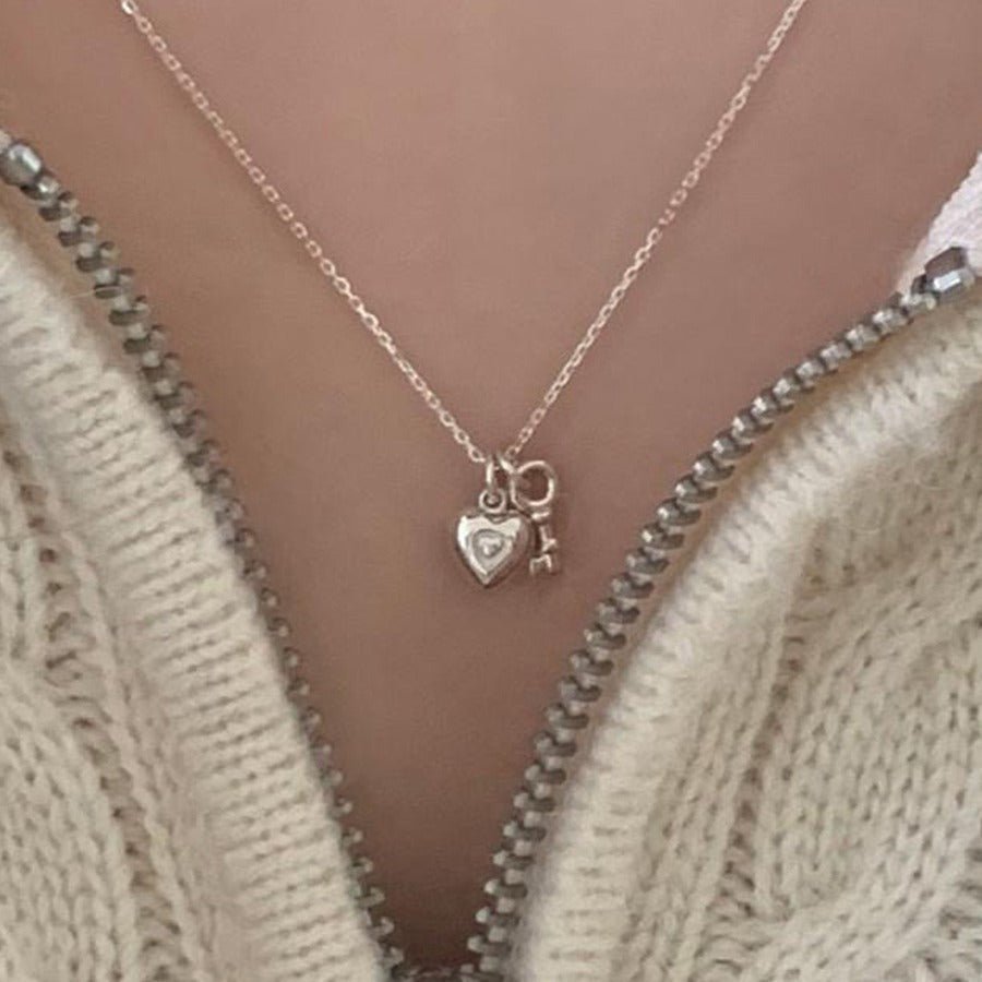 Heart Lock Necklace in Silver (Solid Silver) - Waterproof - Abbott Atelier