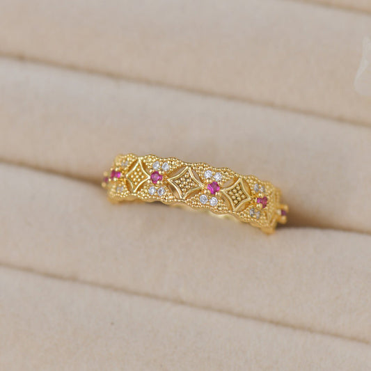 Heirloom Lattice Band Ring - Gold - Plated - Abbott Atelier