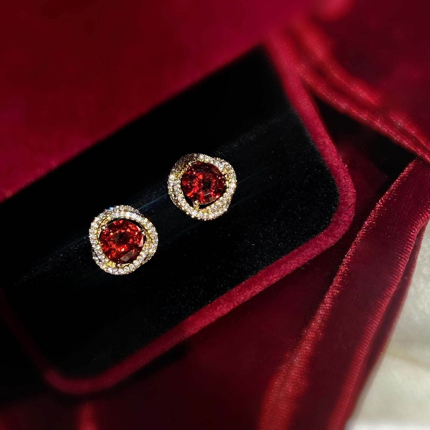 Ivana Ruby Stud Earrings - Hypoallergenic - Abbott Atelier