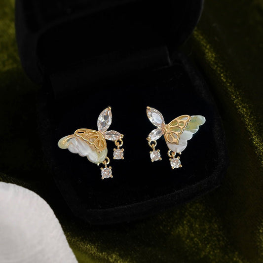 Jade Butterfly Earrings - Hypoallergenic - Abbott Atelier