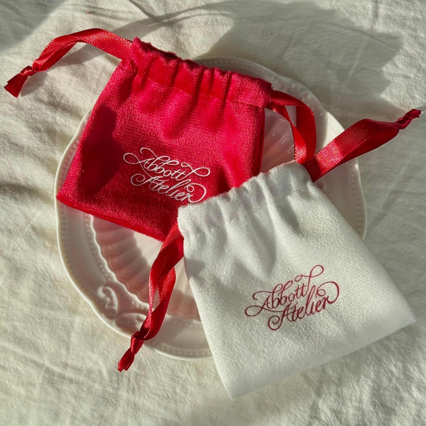 Jewelry Pouch (Red Fluffy Velour) - Abbott Atelier - Abbott Atelier