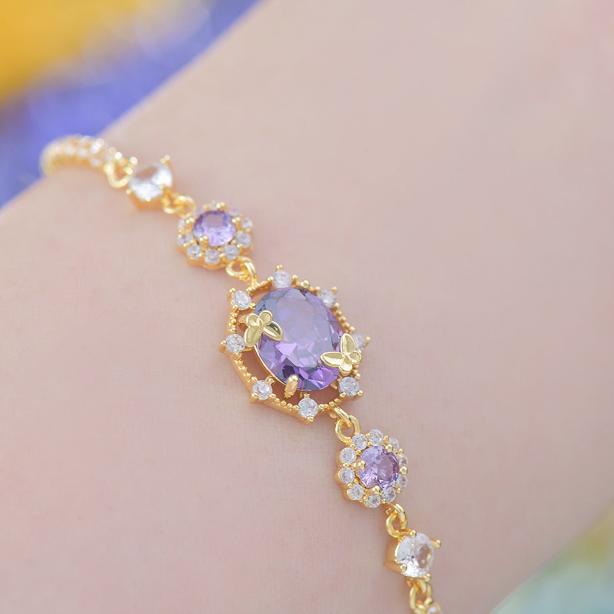 Lilac Butterfly Bracelet - Gold Plated - Abbott Atelier