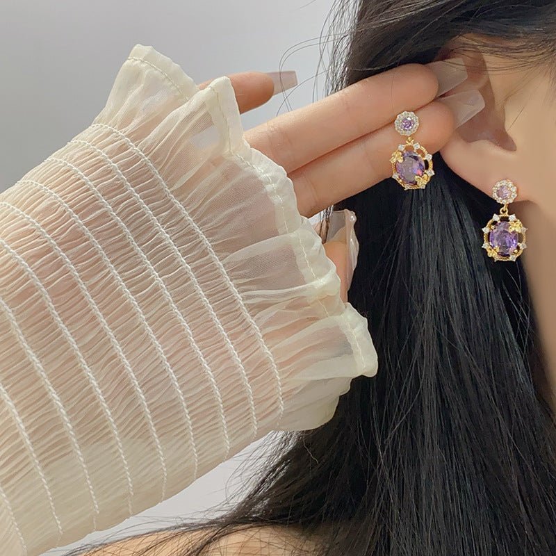 Lilac Butterfly Drop Earrings - Gold Plated - Abbott Atelier
