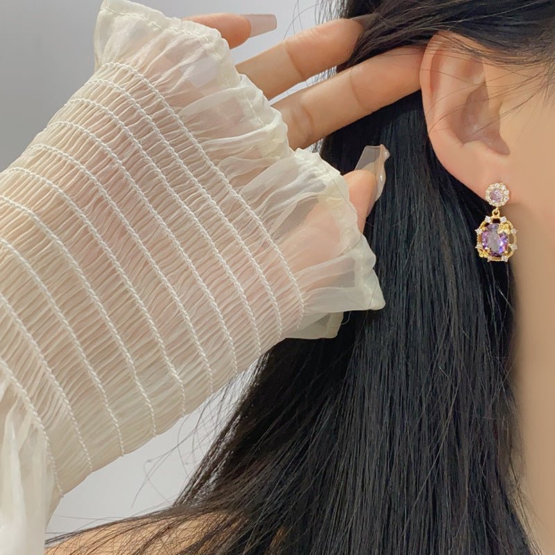 Lilac Butterfly Drop Earrings - Gold Plated - Abbott Atelier
