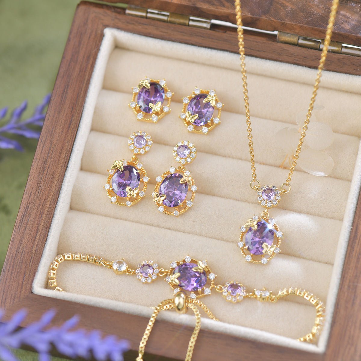 Lilac Butterfly Necklace - Gold Plated - Abbott Atelier