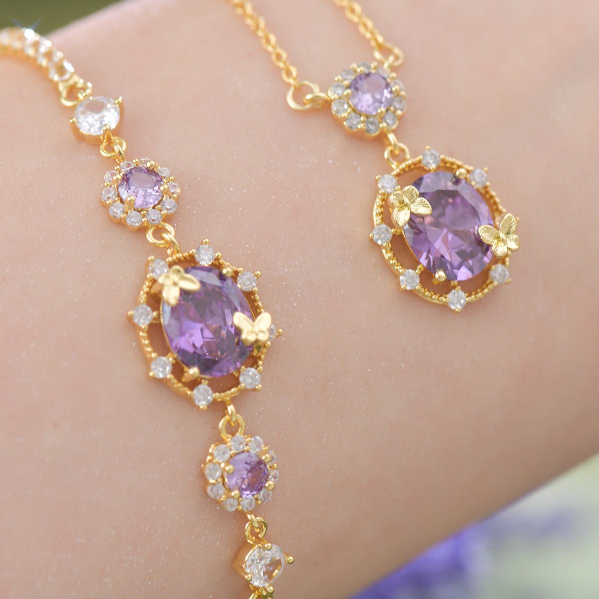 Lilac Butterfly Necklace - Gold Plated - Abbott Atelier