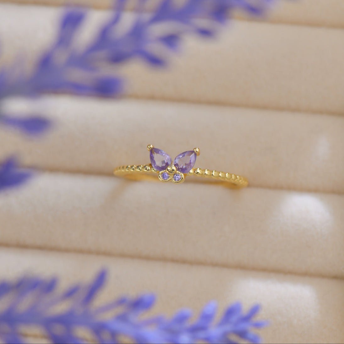 Lilac Butterfly Ring - Gold - Plated - Abbott Atelier