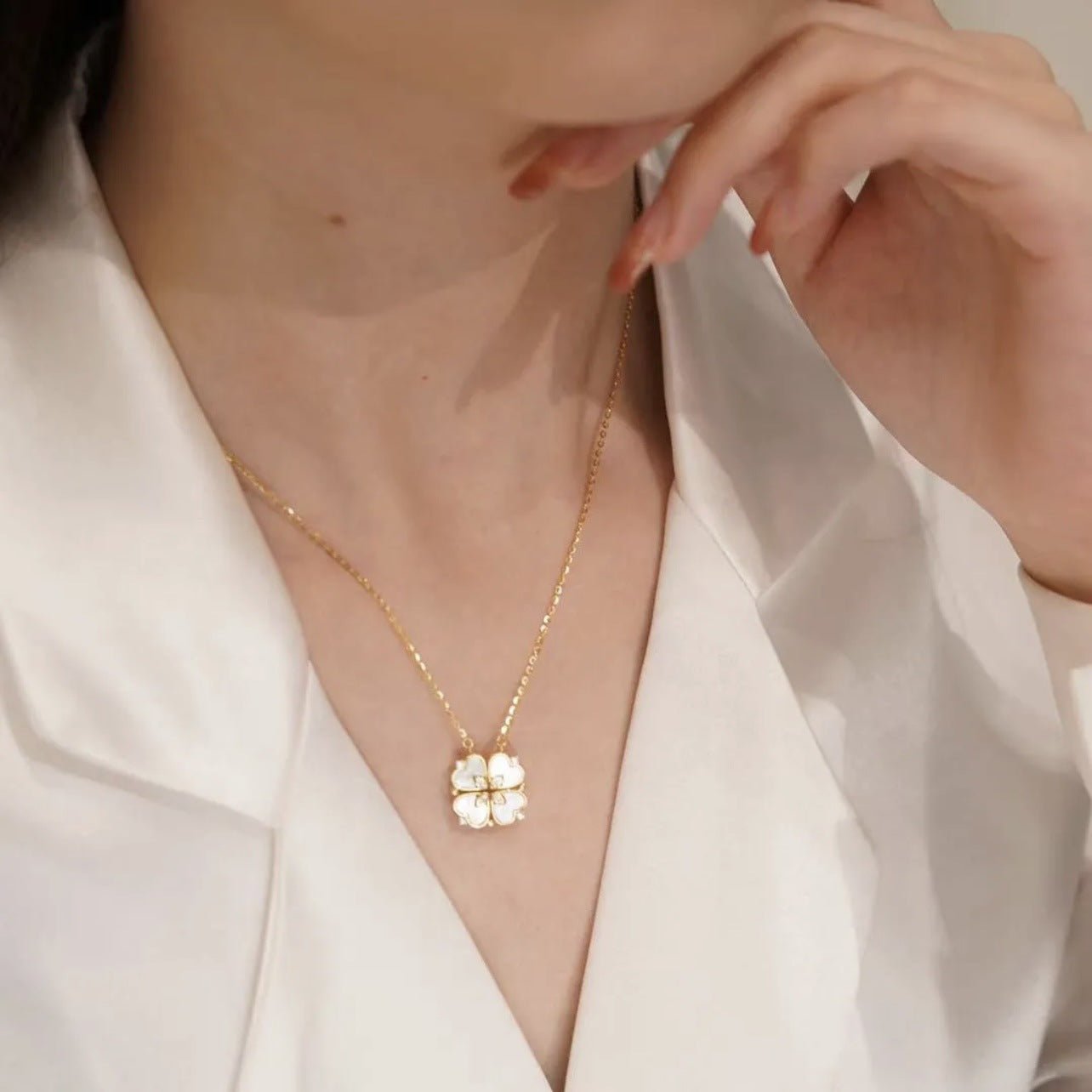 Lucky Clover Necklace (Convertible) - Gold - Plated - Abbott Atelier
