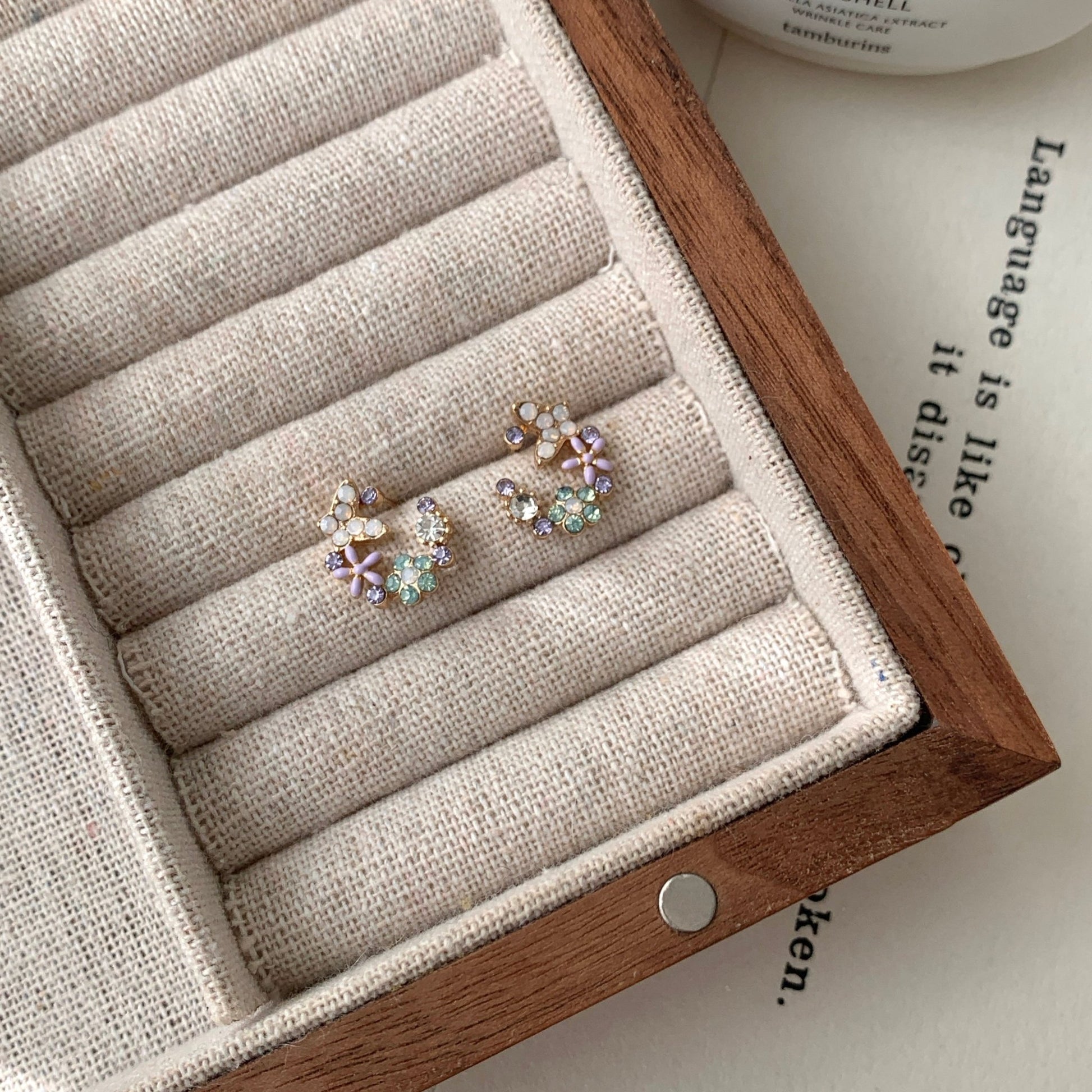 Lucy Flower Butterfly Stud Earrings - Hypoallergenic - Abbott Atelier