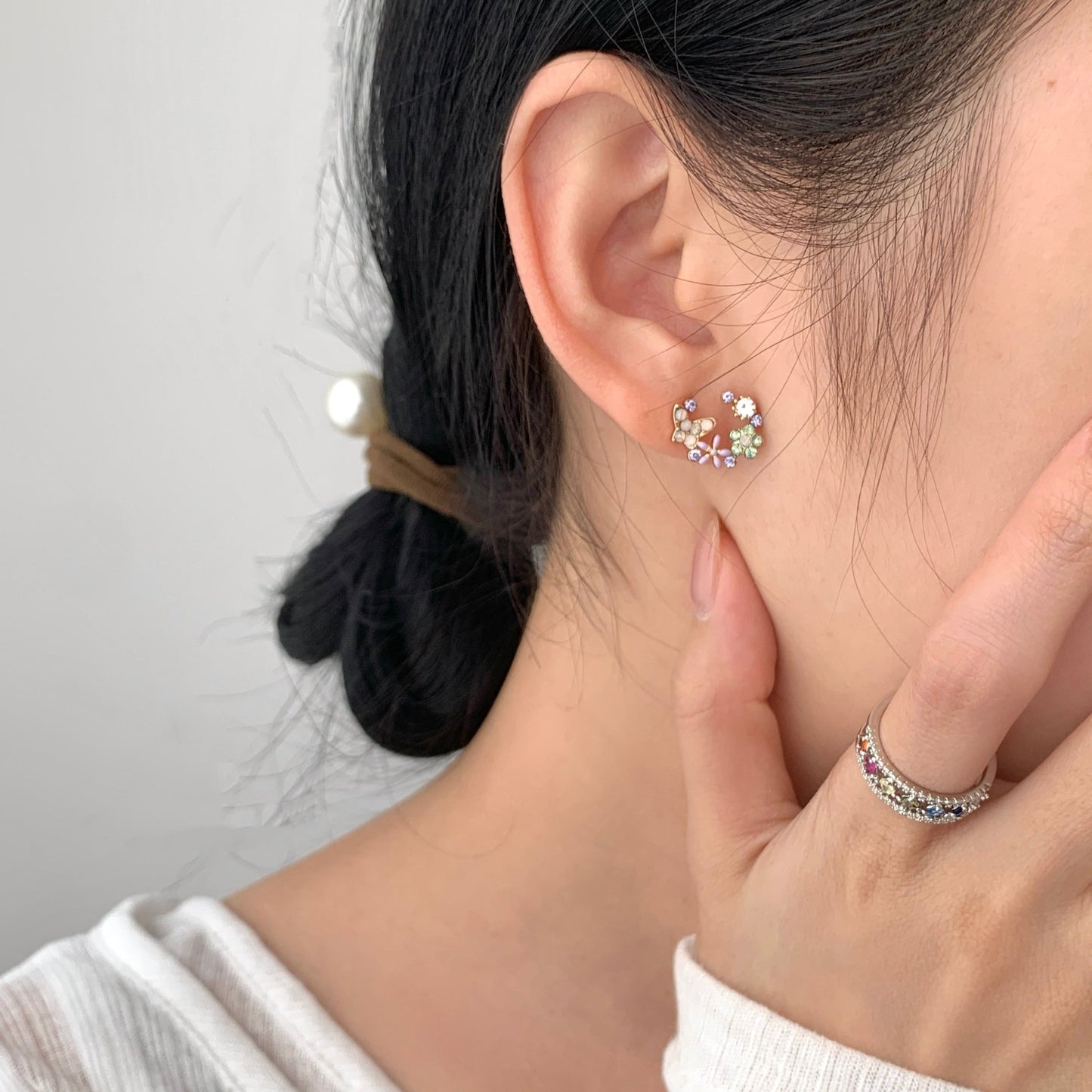 Lucy Flower Butterfly Stud Earrings - Hypoallergenic - Abbott Atelier