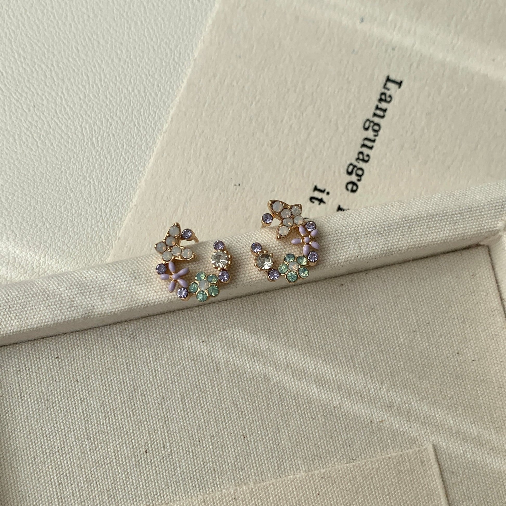 Lucy Flower Butterfly Stud Earrings - Hypoallergenic - Abbott Atelier