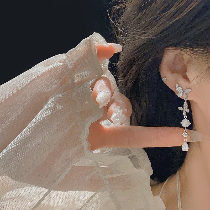 Lunaria Butterfly Drop Earrings - Hypoallergenic - Abbott Atelier