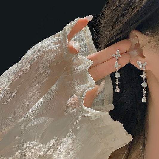 Lunaria Butterfly Drop Earrings - Hypoallergenic - Abbott Atelier