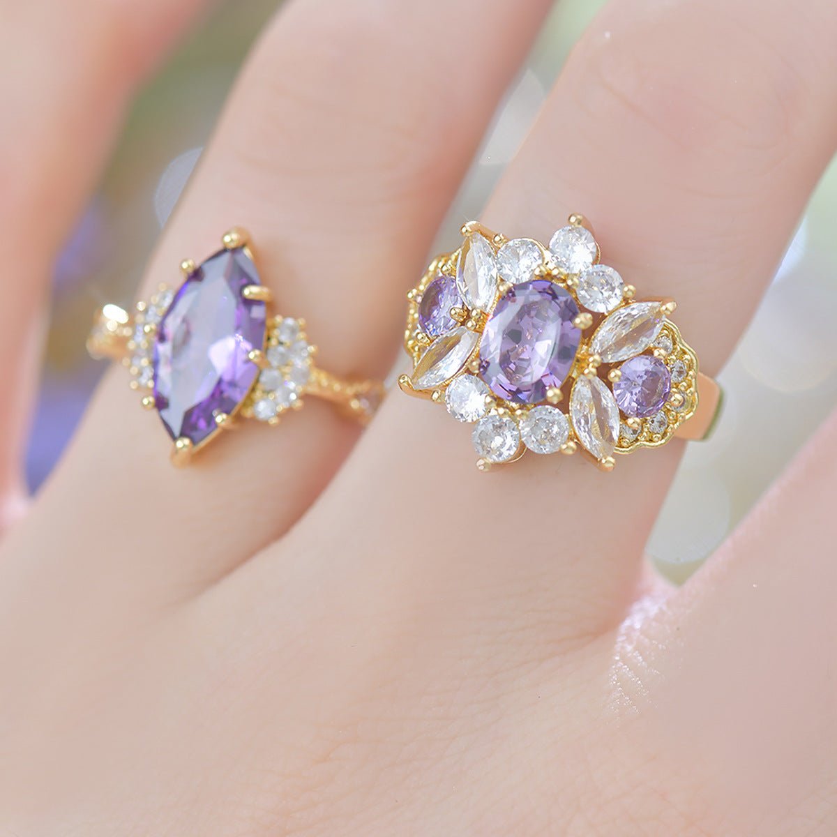 Marquise Amethyst Ring - Gold - Plated - Abbott Atelier