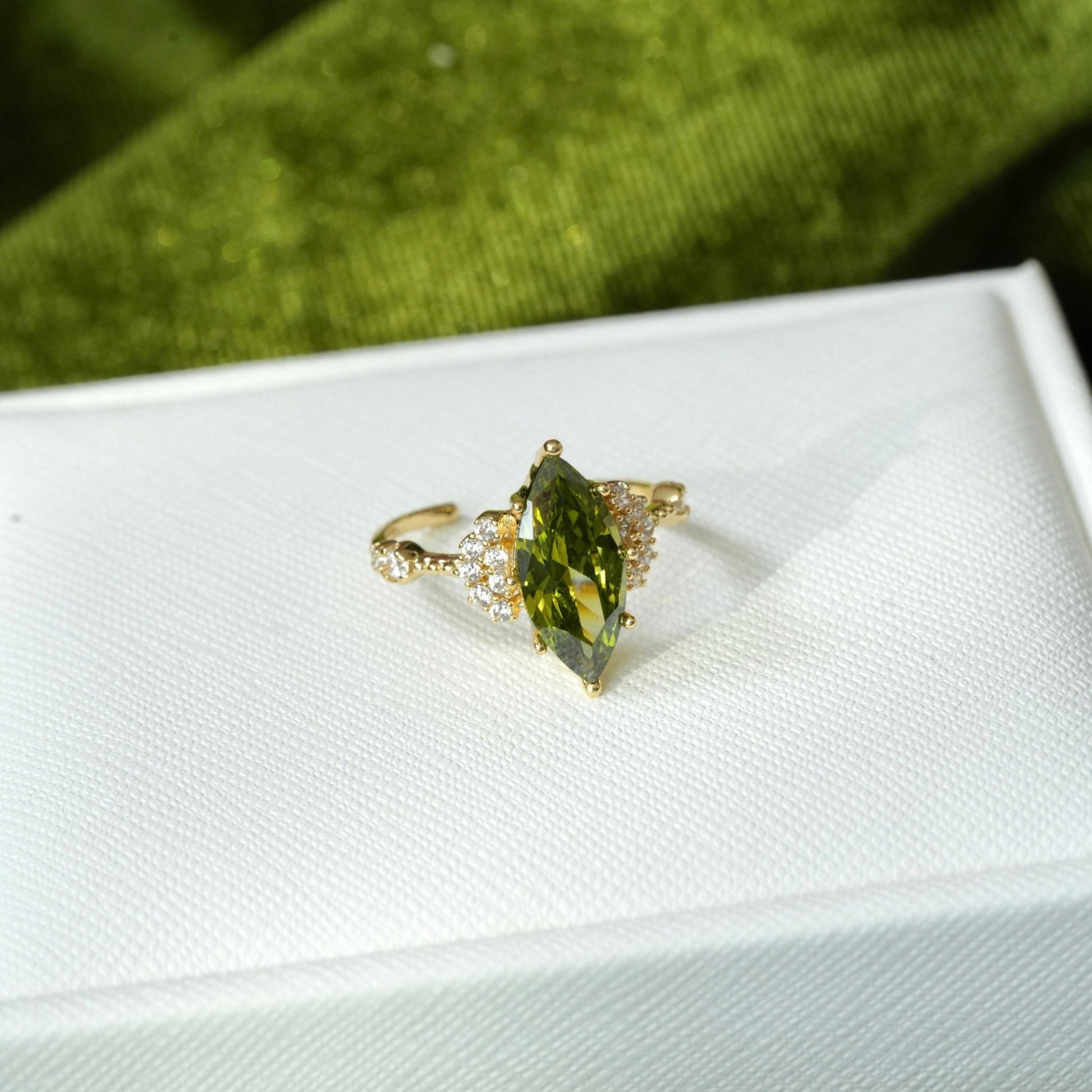 Marquise Peridot Ring - Gold - Plated - Abbott Atelier