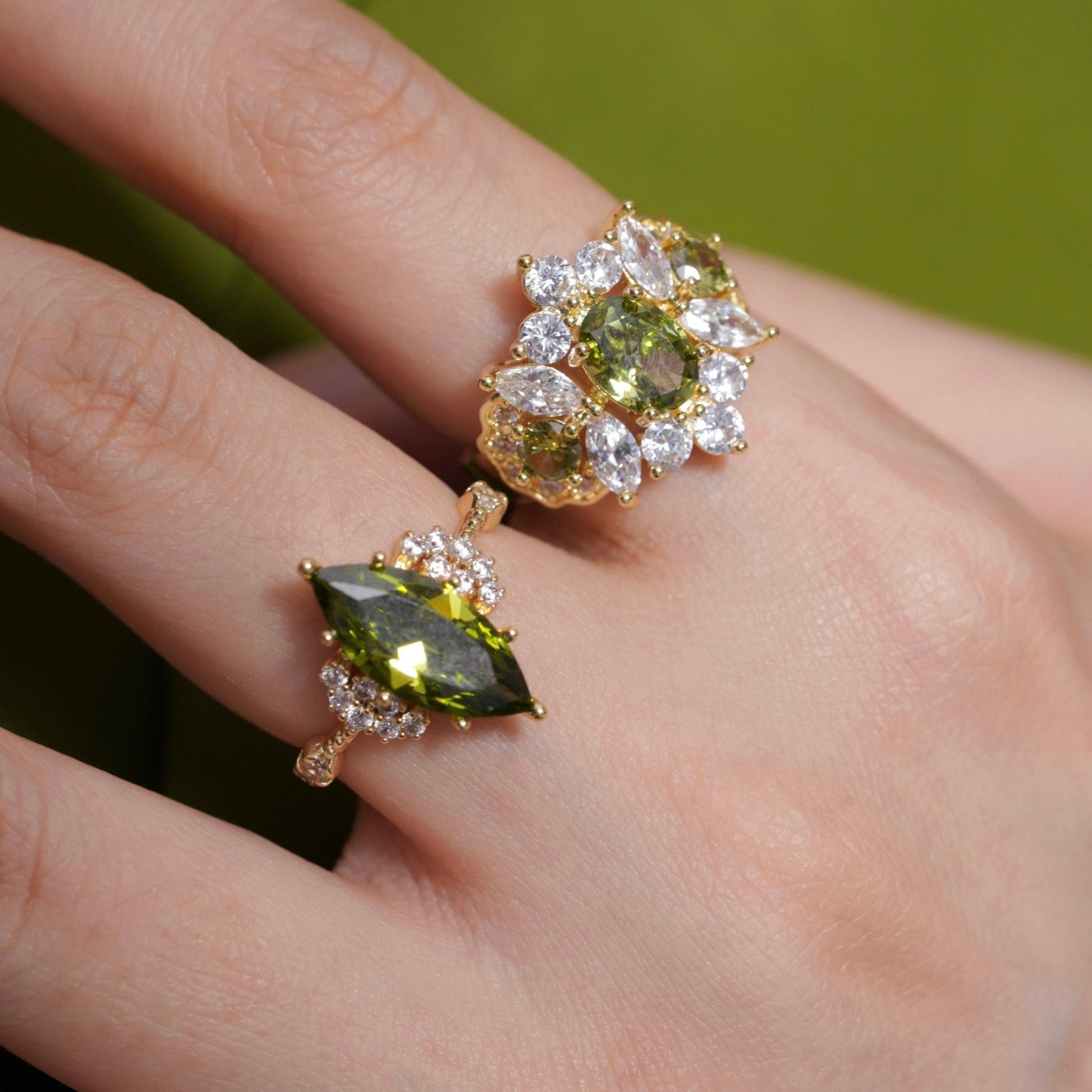 Marquise Peridot Ring - Gold - Plated - Abbott Atelier