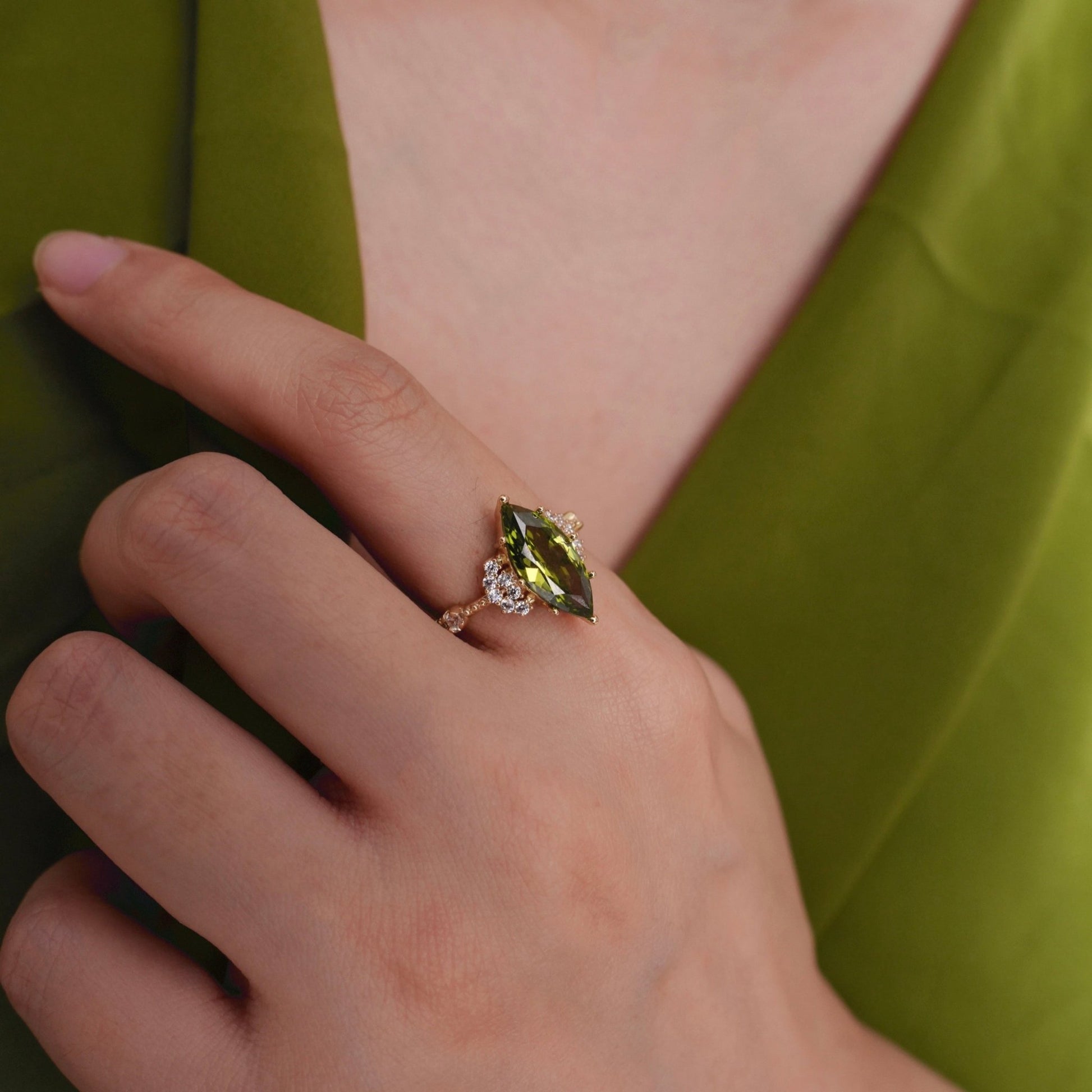 Marquise Peridot Ring - Gold - Plated - Abbott Atelier