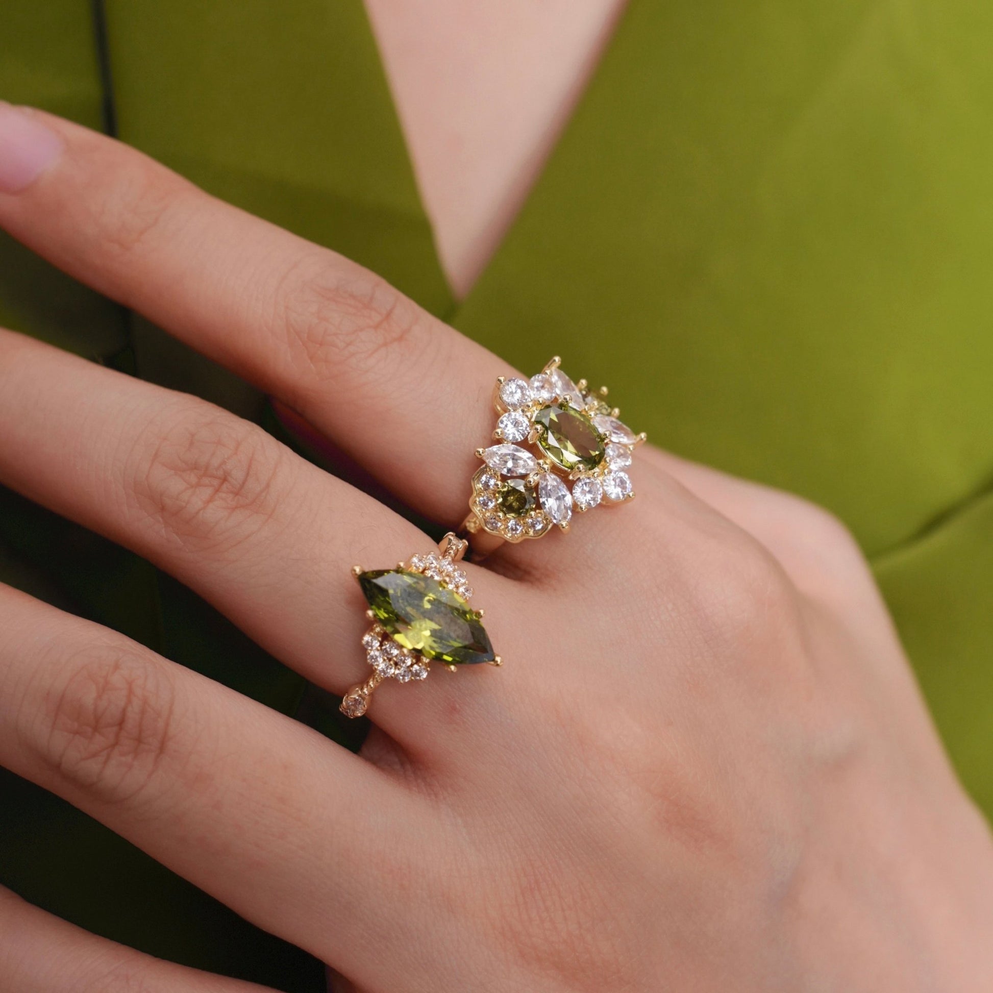 Marquise Peridot Ring - Gold - Plated - Abbott Atelier