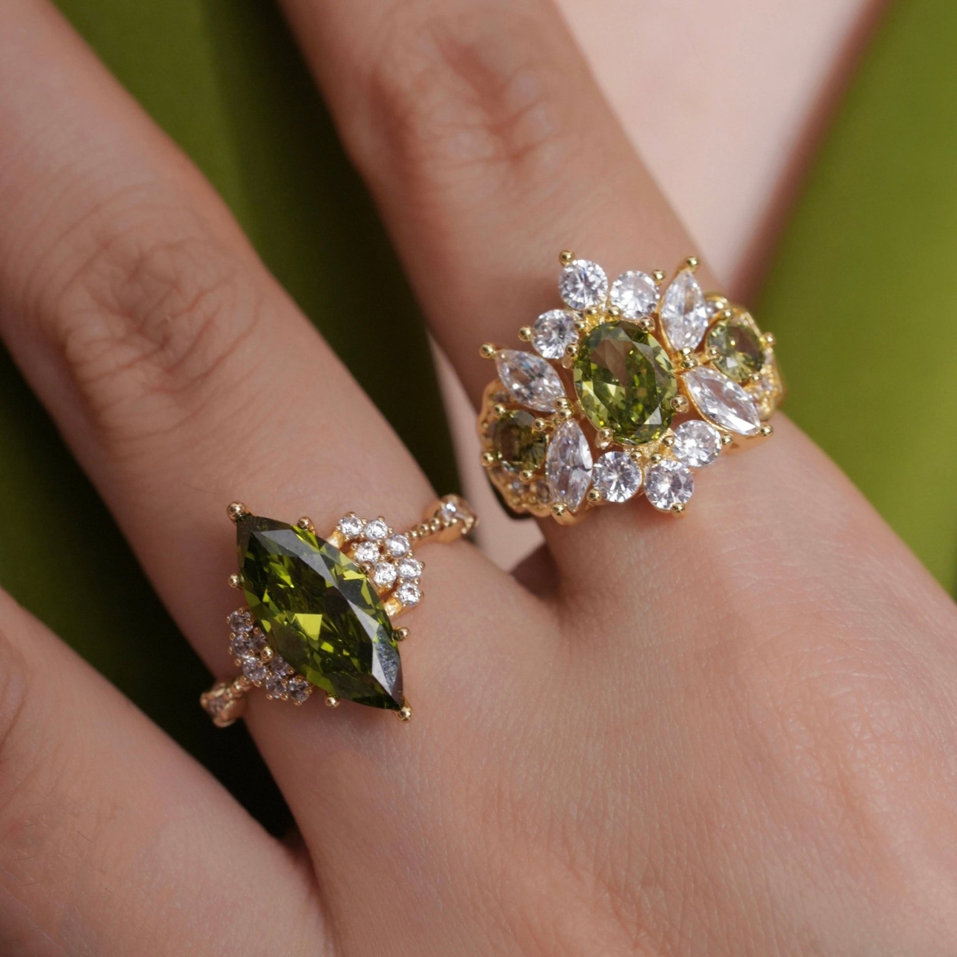 Marquise Peridot Ring - Gold - Plated - Abbott Atelier