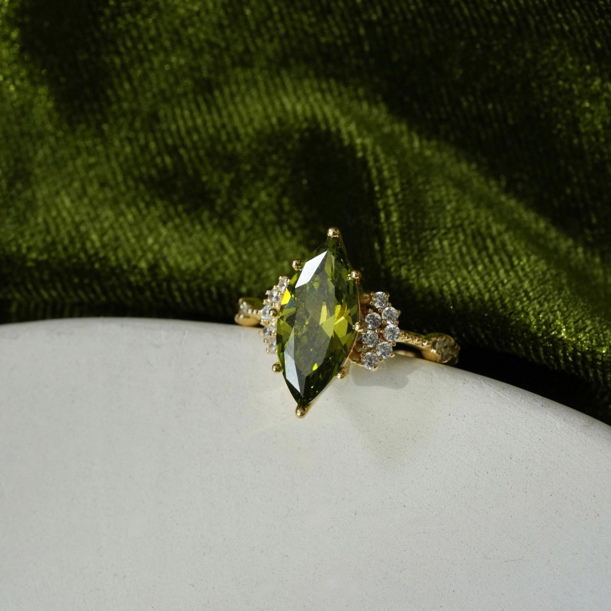 Marquise Peridot Ring - Gold - Plated - Abbott Atelier