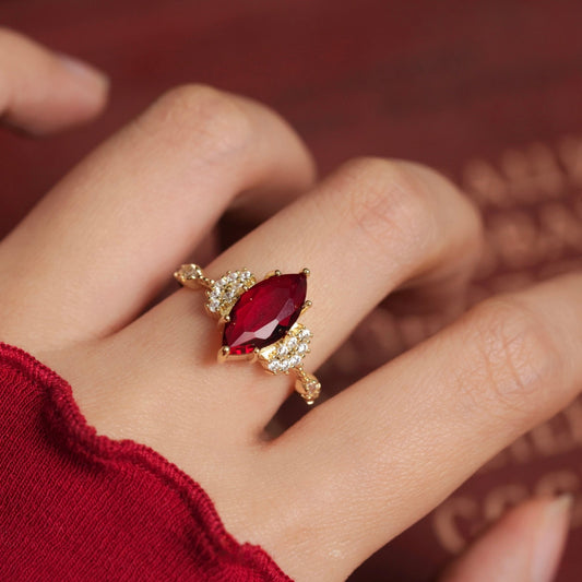 Marquise Ruby Ring - Gold - Plated - Abbott Atelier