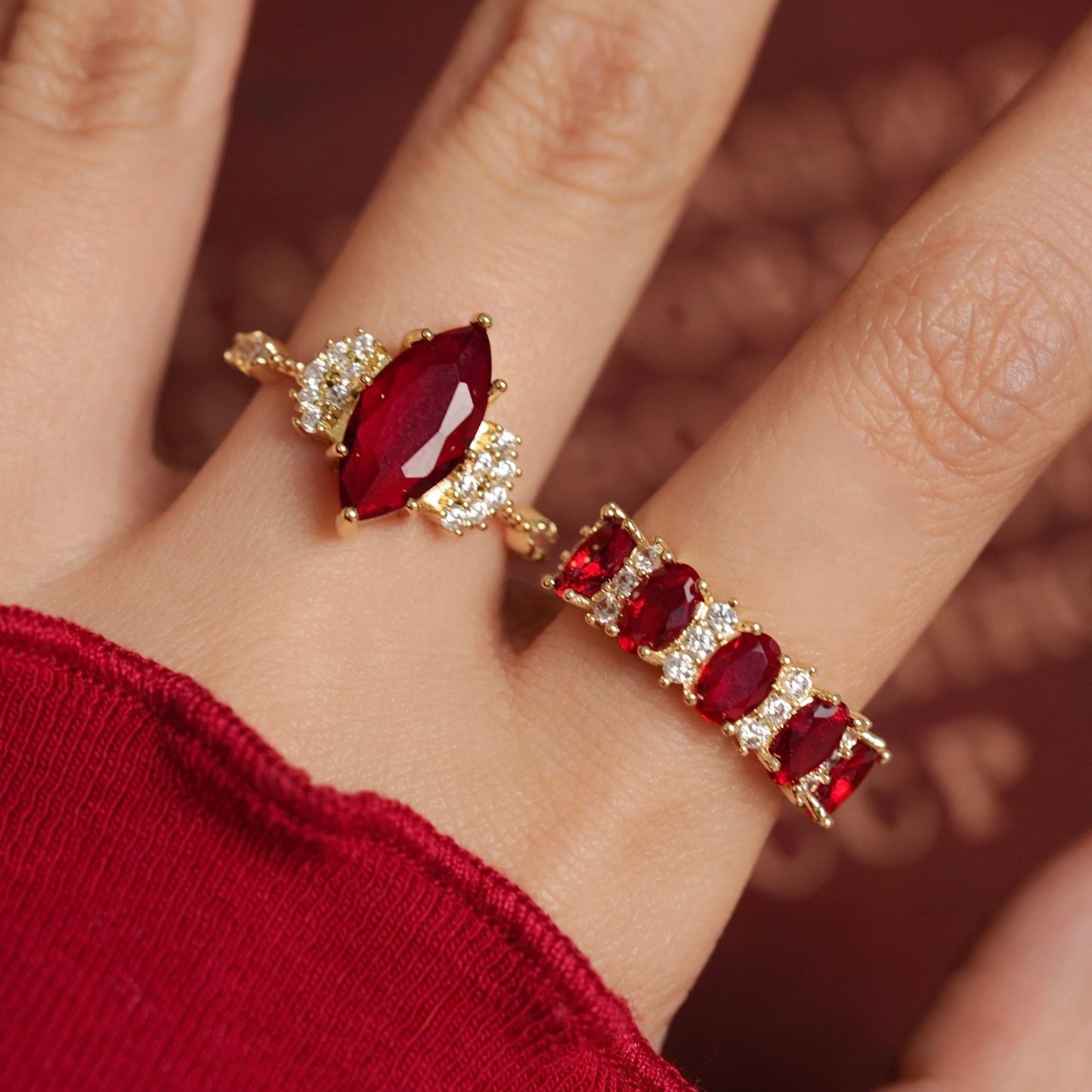 Marquise Ruby Ring - Gold - Plated - Abbott Atelier