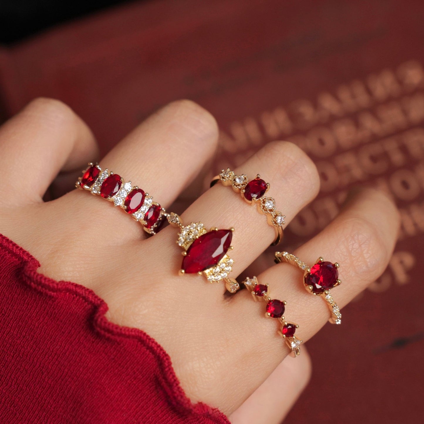 Marquise Ruby Ring - Gold - Plated - Abbott Atelier