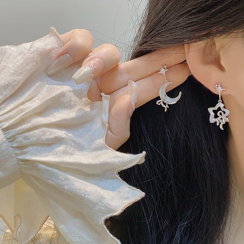 Moon Star Bow Earrings - Gold - Plated - Abbott Atelier