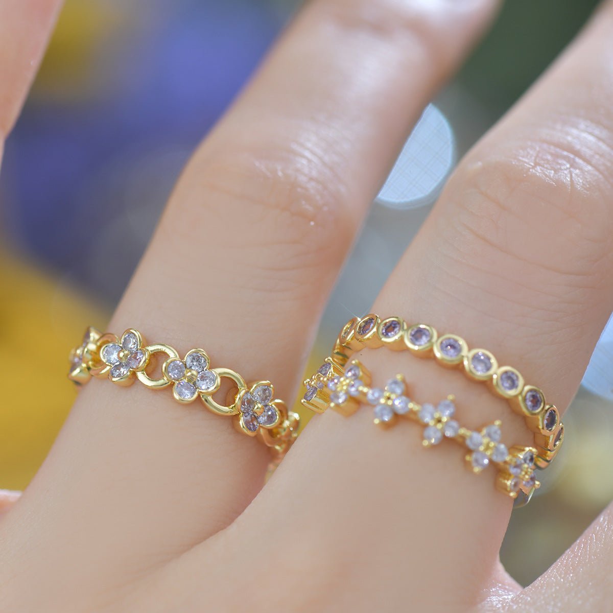 Moonlit Blossom Link Ring - Gold - Plated - Abbott Atelier