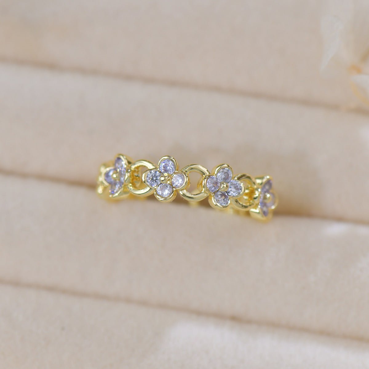 Moonlit Blossom Link Ring - Gold - Plated - Abbott Atelier